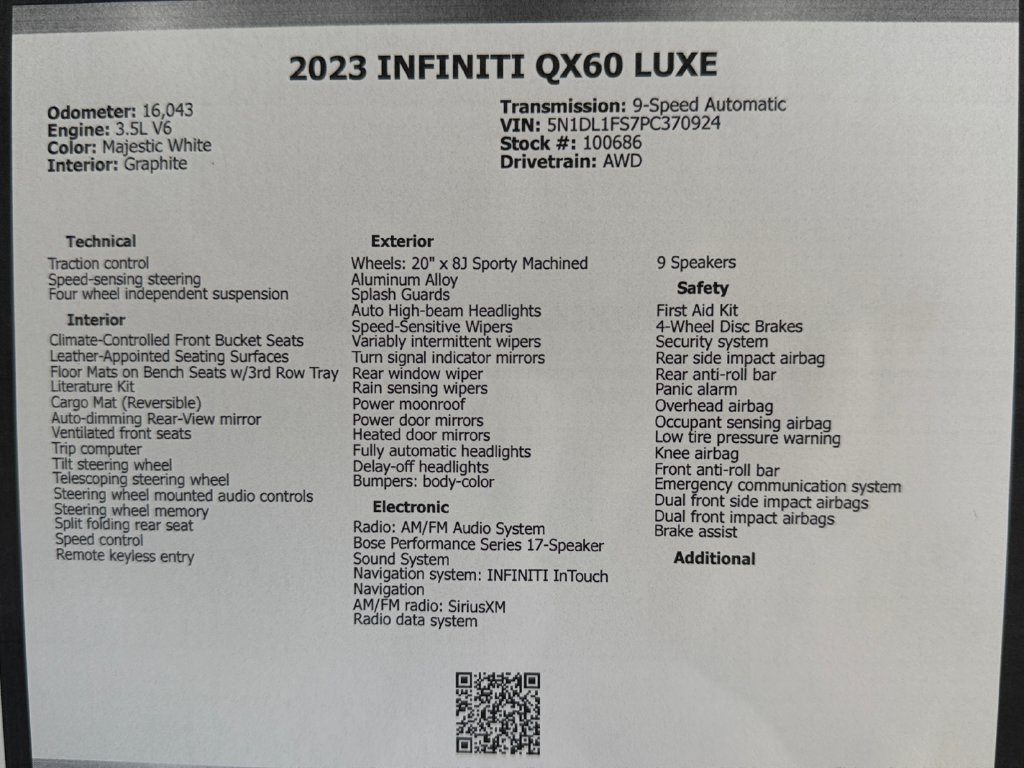 Used 2023 INFINITI QX60 Luxe w/ Performance Audio Package AWD/4WD image 49