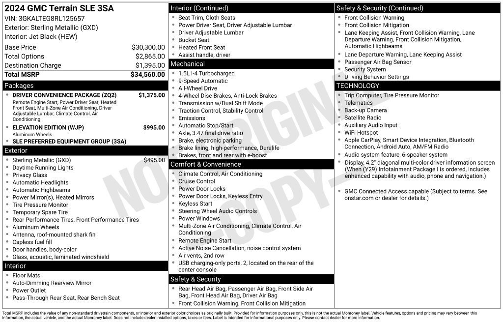 Used 2024 GMC Terrain SLE w/ Driver Convenience Package AWD/4WD image 33