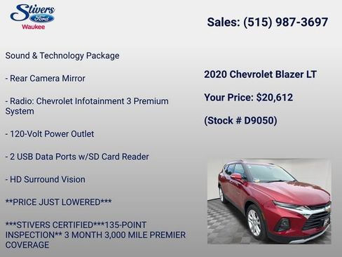Used 2020 Chevrolet Blazer LT w/ Sound & Technology Package AWD/4WD image 15