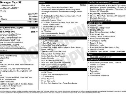 Used 2022 Volkswagen Taos SE w/ Panoramic Sunroof Package image 4