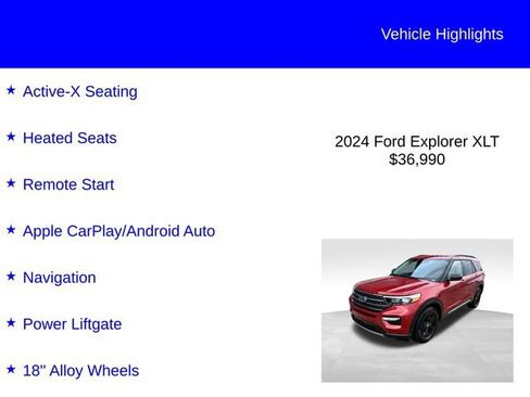 Used 2024 Ford Explorer XLT w/ Equipment Group 202A AWD/4WD image 2