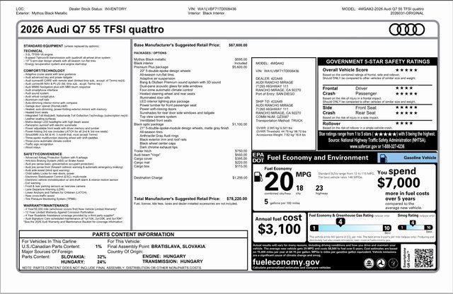 New 2026 Audi Q7 3.0T Premium Plus AWD/4WD image 31