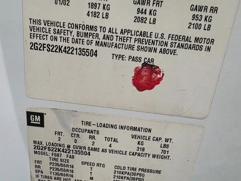 Used 2002 Pontiac Firebird Formula w/ Opt Pkg image 33