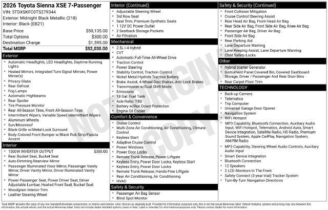 Certified 2026 Toyota Sienna XSE AWD/4WD image 36