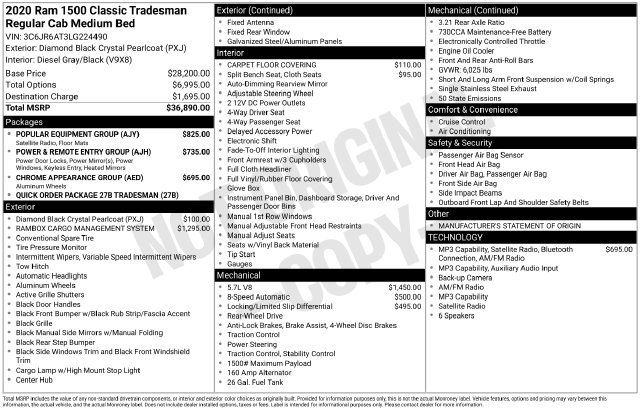 Used 2020 RAM 1500 Tradesman w/ Popular Equipment Group RWD image 6