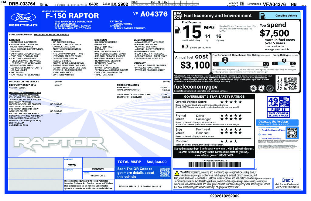 New 2027 Ford F150 Raptor AWD/4WD image 1
