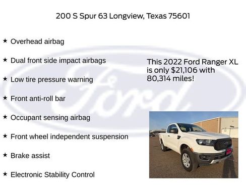 Used 2022 Ford Ranger XL w/ Equipment Group 101A High image 28