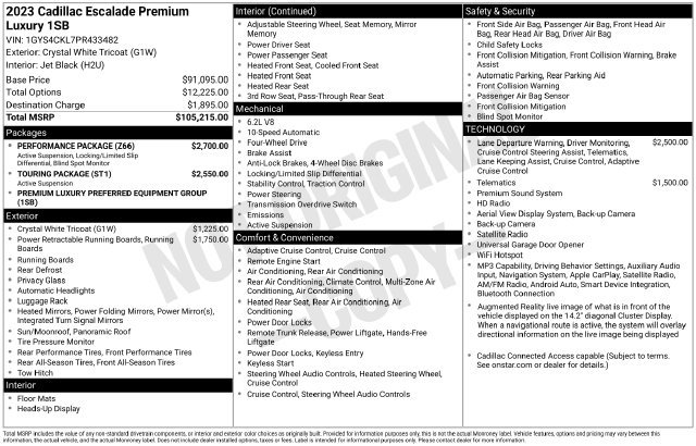 Certified 2023 Cadillac Escalade Premium Luxury w/ Performance Package AWD/4WD image 40