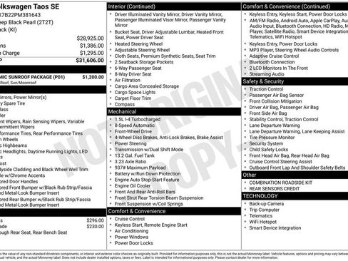 Used 2023 Volkswagen Taos SE w/ Panoramic Sunroof Package image 9