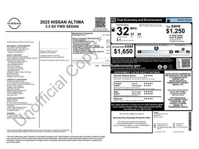 New 2025 Nissan Altima 2.5 SV