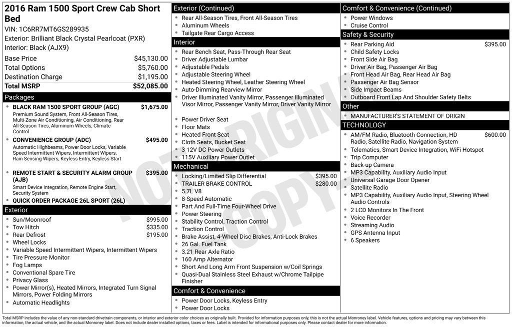 Used 2016 RAM 1500 Sport w/ Black Ram 1500 Sport Group AWD/4WD image 6