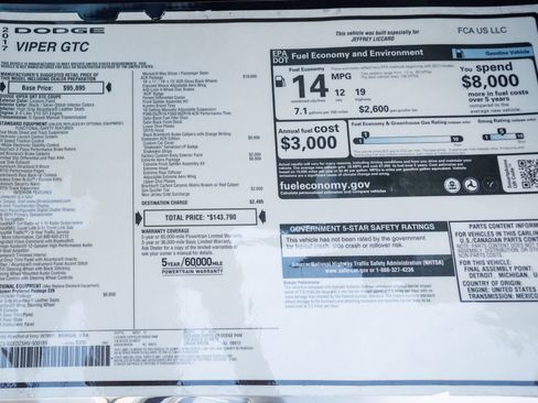 Used 2017 Dodge Viper GTC w/ ACR Package image 83