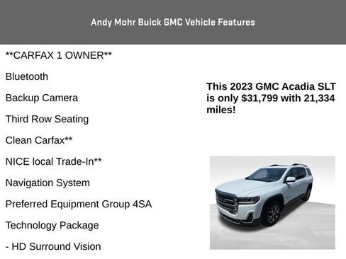 Used 2023 GMC Acadia SLT w/ Technology Package FWD image 4
