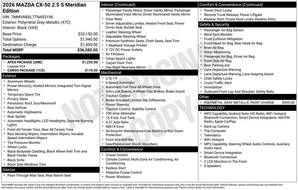 Used 2026 MAZDA CX-50 Meridian Edition w/ Apex Package AWD/4WD image 7