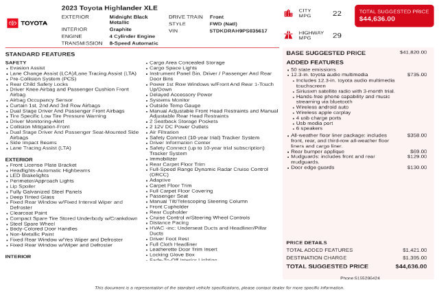 Used 2023 Toyota Highlander XLE FWD image 37