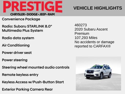Used 2020 Subaru Ascent Premium w/ Convenience Package AWD/4WD image 2