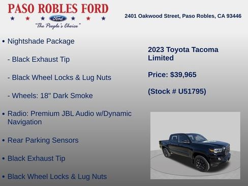 Used 2023 Toyota Tacoma Limited w/ Nightshade Package AWD/4WD image 5