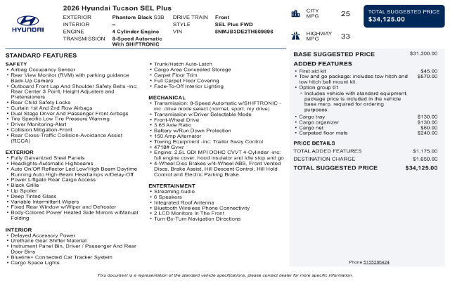 New 2026 Hyundai Tucson SEL Plus w/ Tow & Go Package FWD image 42