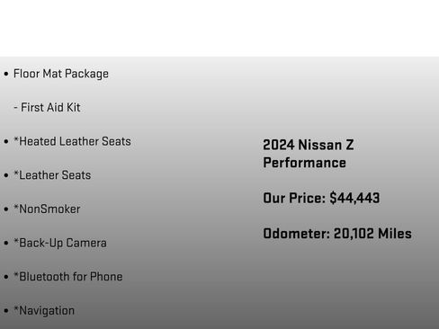 Used 2024 Nissan Z Performance w/ Floor Mat Package RWD image 6