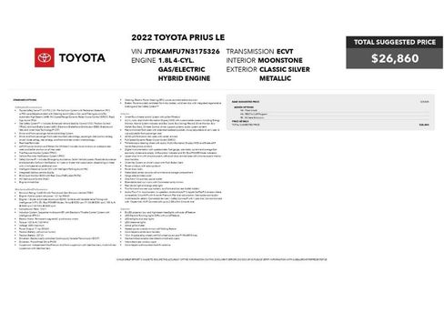 Used 2022 Toyota Prius LE FWD image 2