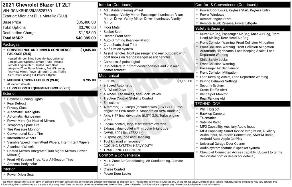 Certified 2021 Chevrolet Blazer LT AWD/4WD image 7