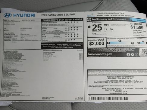 New 2026 Hyundai Santa Cruz SEL image 33