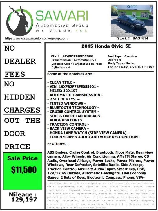 Used 2015 Honda Civic SE image 27