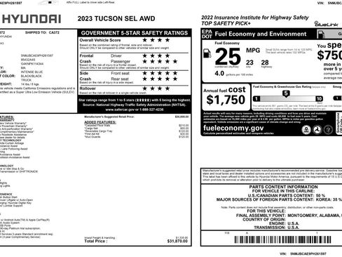 Used 2023 Hyundai Tucson SEL AWD/4WD image 53