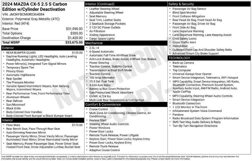 Used 2024 MAZDA CX-5 Carbon Edition AWD/4WD image 14