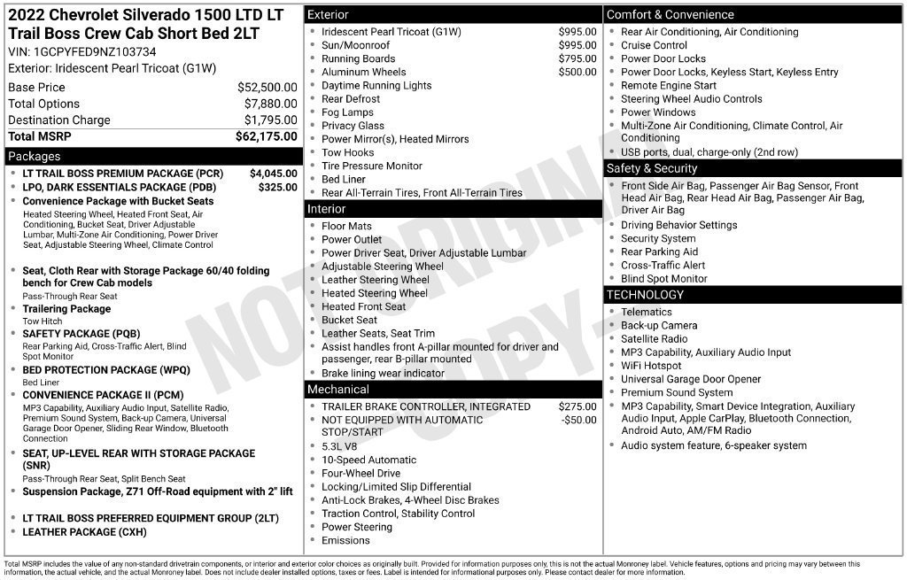 Used 2022 Chevrolet Silverado 1500 LT Trail Boss w/ LT Trail Boss Premium Package AWD/4WD image 21