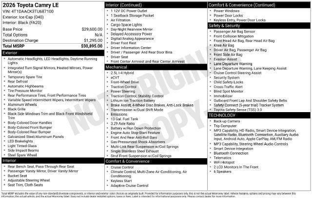 Certified 2026 Toyota Camry LE FWD image 33