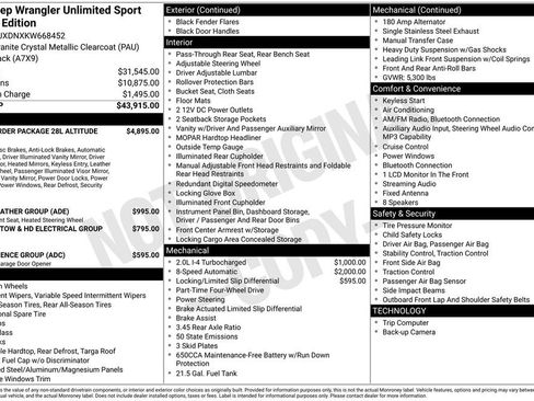 Used 2019 Jeep Wrangler Unlimited Sport image 39