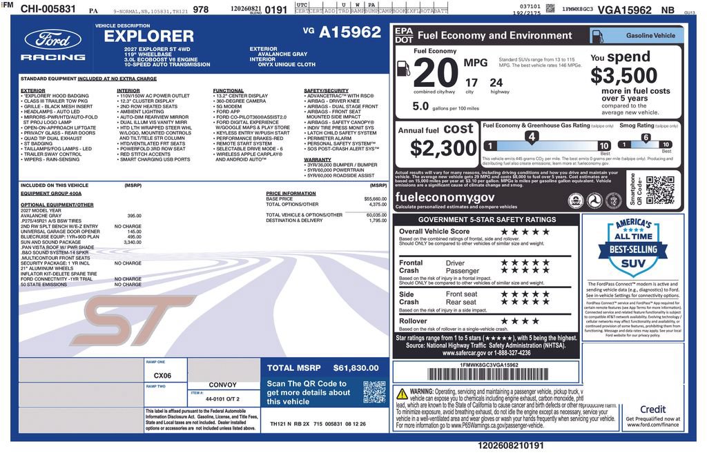 New 2027 Ford Explorer ST w/ Sun And Sound Package AWD/4WD image 6
