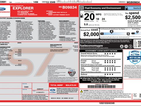 Used 2021 Ford Explorer ST w/ Equipment Group 401A image 55