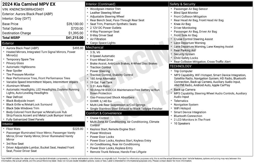 Certified 2024 Kia Carnival EX FWD image 34