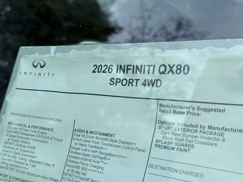 New 2026 INFINITI QX80 4WD w/ Sport Exterior Package image 27