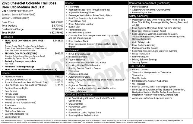 New 2026 Chevrolet Colorado Trail Boss AWD/4WD image 5