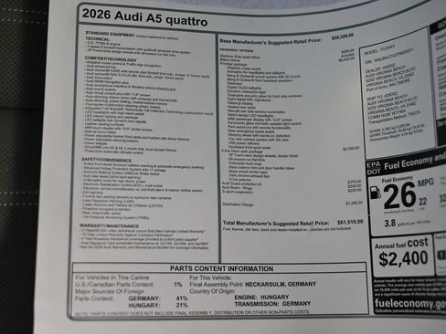 New 2026 Audi A5 2.0T Prestige AWD/4WD image 25