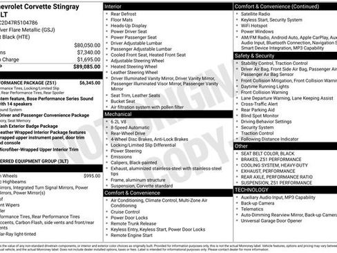Certified 2024 Chevrolet Corvette Stingray Premium Cpe w/ Z51 Performance Package RWD image 5