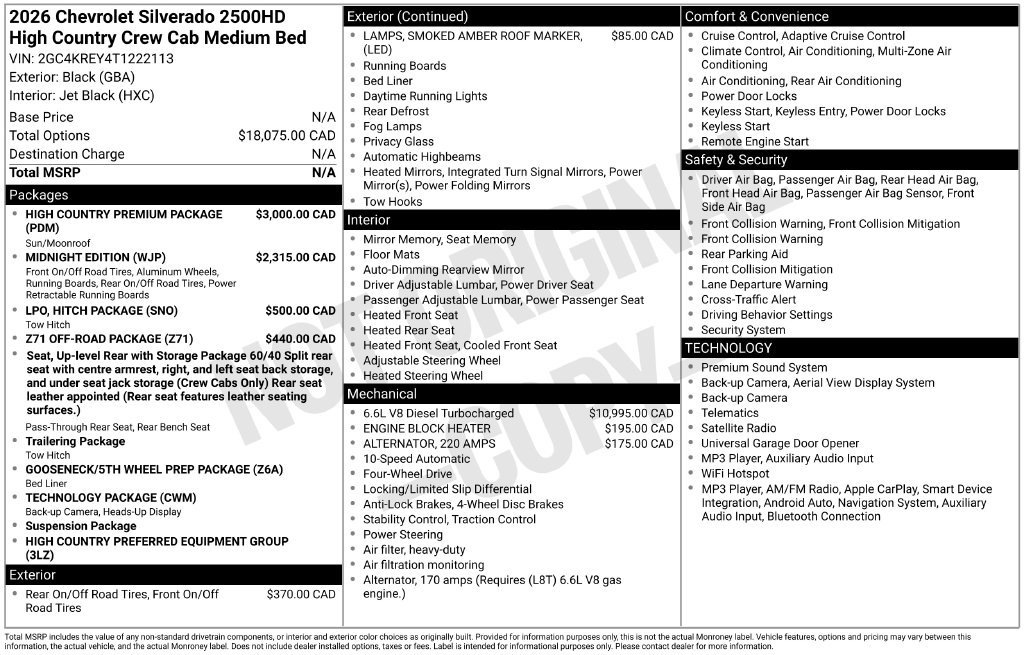 New 2026 Chevrolet Silverado 2500 High Country w/ High Country Premium Package AWD/4WD image 4
