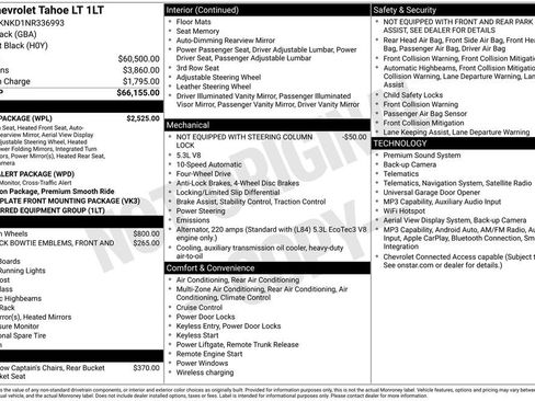 Used 2022 Chevrolet Tahoe LT w/ Luxury Package AWD/4WD image 3