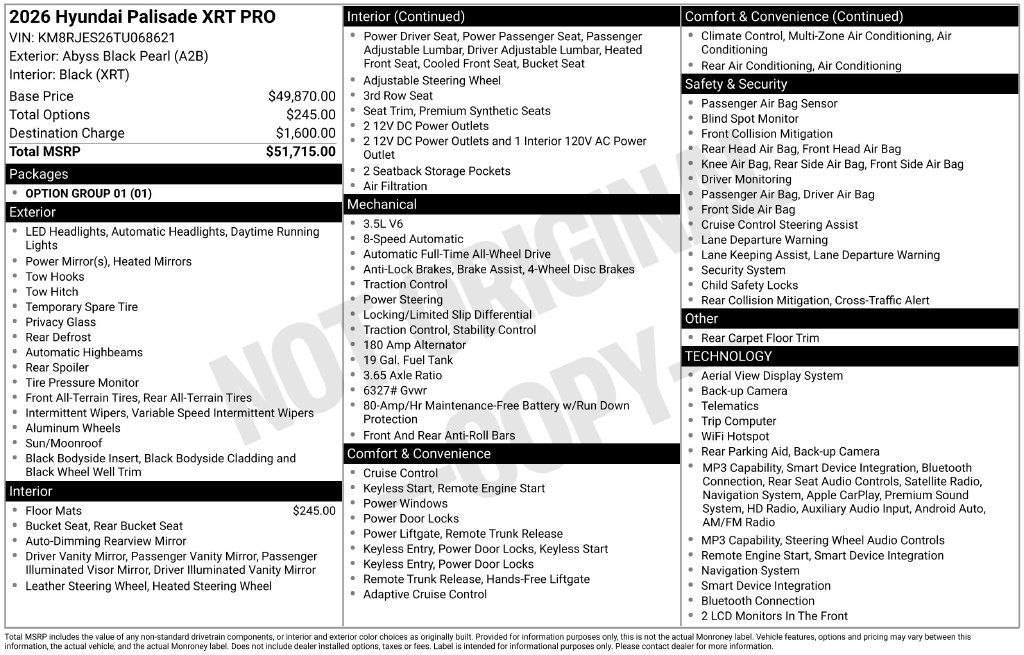 Certified 2026 Hyundai Palisade XRT Pro AWD/4WD image 5