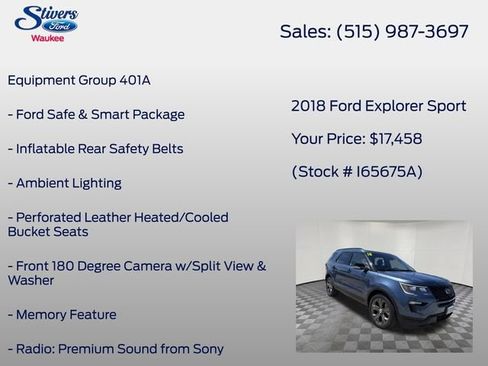 Used 2018 Ford Explorer Sport w/ Equipment Group 401A AWD/4WD image 8