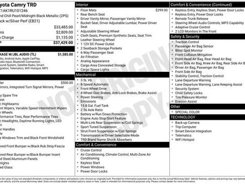 Certified 2024 Toyota Camry TRD w/ TRD Package w/JBL Audio FWD image 35