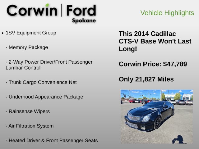 Used 2014 Cadillac CTS V w/ Wood Trim Package RWD image 6
