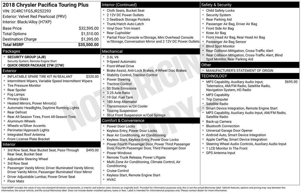 Used 2018 Chrysler Pacifica Touring Plus FWD image 32