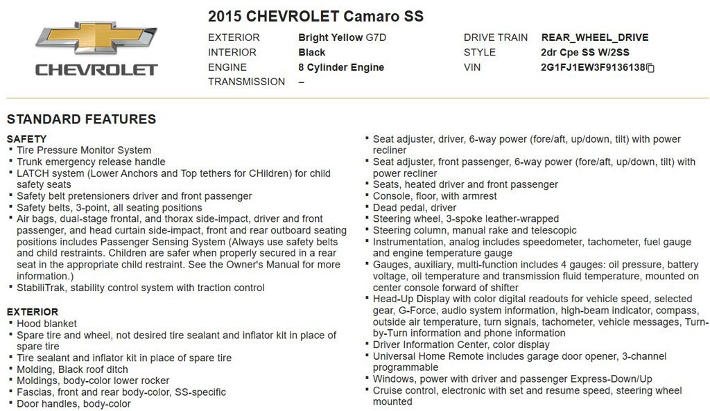 Used 2015 Chevrolet Camaro SS w/ SS Performance Package RWD image 23