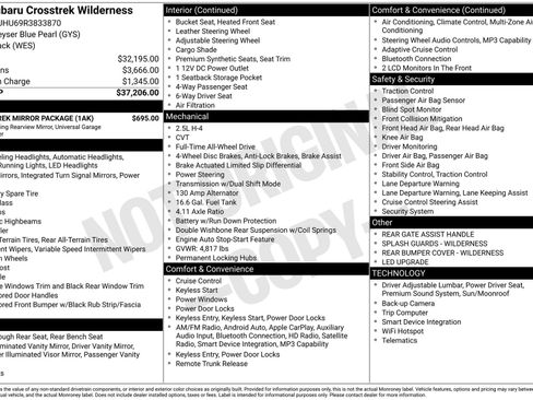 Used 2024 Subaru Crosstrek 2.5i Wilderness w/ Crosstrek Mirror Package AWD/4WD image 32