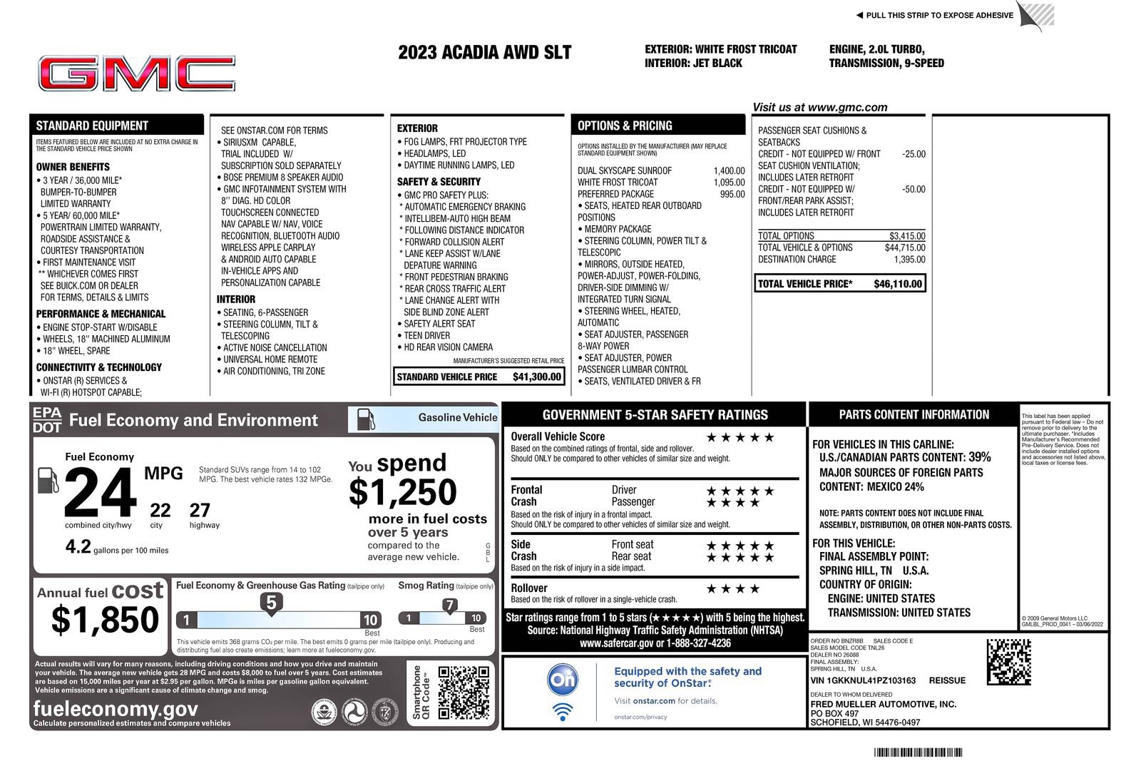 Used 2023 GMC Acadia SLT w/ Preferred Package AWD/4WD image 3