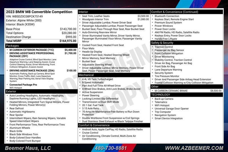 Used 2023 BMW M8 Competition w/ M Carbon Exterior Package AWD/4WD image 3